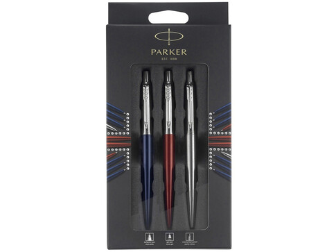 Набор Parker Jotter London Trio: гелевая ручка Red CT + шариковая ручка Blue CT + карандаш Stainless Steel CT