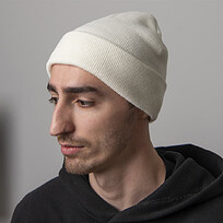 Шапка вязаная двойная  Essential , с отворотом, белый,100% акрил