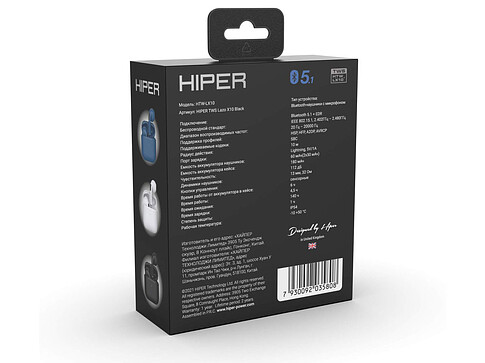 Беспроводные наушники HIPER TWS Lazo X10 Black (HTW-LX10) Bluetooth 5.3 гарнитура, Черный