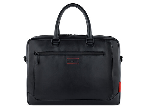 Портфель мужской BUGATTI Clark, чёрный, воловья кожа/полиэстер, 40х9,5х29 см, 10 л