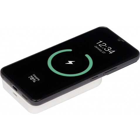 Внешний аккумулятор Wels, 5000 mAh с беспроводной зарядкой, белый