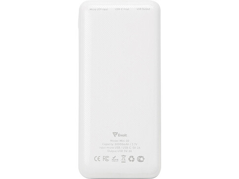 Внешний аккумулятор Evolt Mini-10, 10000 mAh, белый