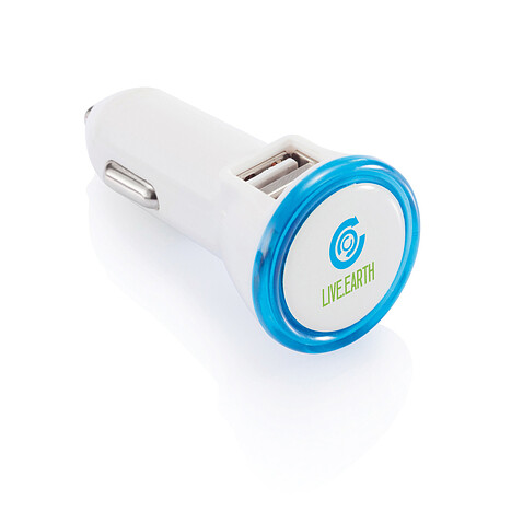 Мощное автомобильное зарядное устройство с 2 USB-портами, синий