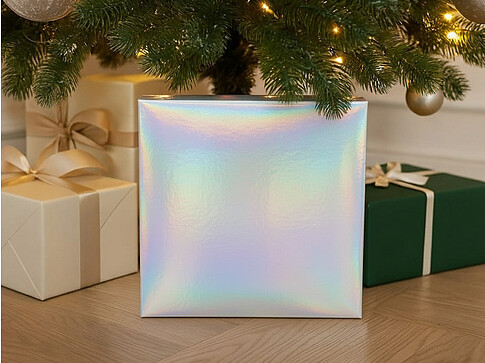 Подарочная коробка с голографическим шубером без печати Aurora, L, 260х260х100 мм.