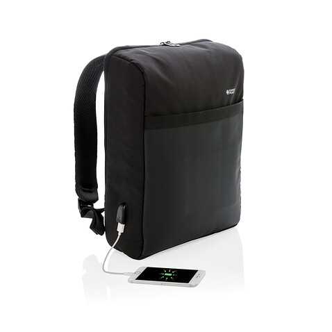 Антикражный рюкзак Swiss Peak 15   с RFID защитой и разъемом USB, черный