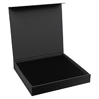 Подарочная коробка, размер 29,7*28,0*4,5 см, Solution Prestige Magnum Soft Touch с магнитным клапаном под индивидуальную вырубку, черная, с черным ложементом
