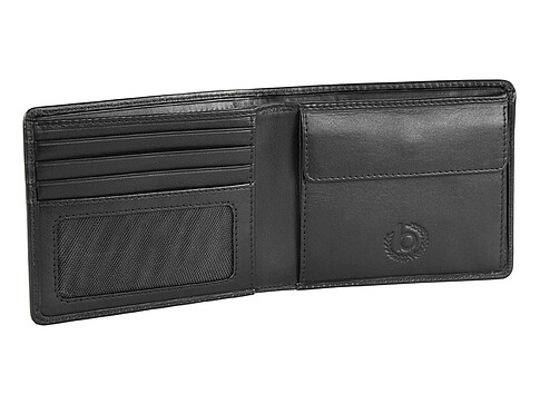 Портмоне BUGATTI Primo, чёрное, натуральная воловья кожа, 11х1,5х9 см
