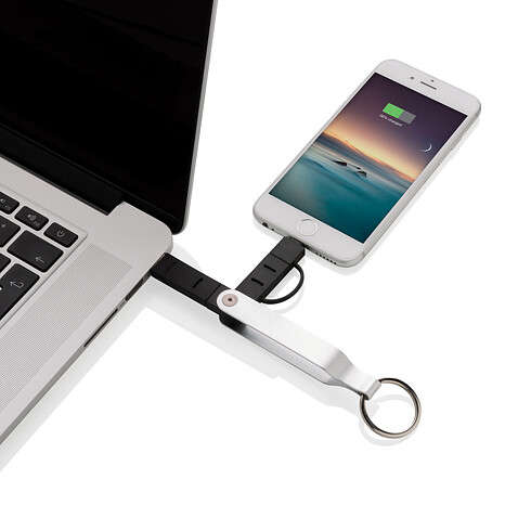 USB-кабель MFi 2 в 1, серебряный