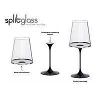 Хрустальный бокал для красного вина на магните Trebonn SplitGlass, 2 шт, 450 мл, черный