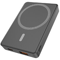 Магнтиный внешний аккумулятор Magnetic с беспроводной зарядкой (5W), 5000 Mah, черный