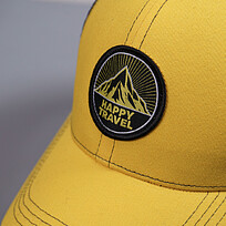 Образец бейсболка CUSTOM MERCH, 6 клиньев, пластиковая застёжка, черный, желтый