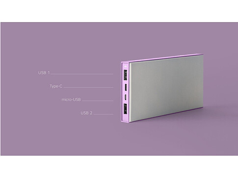 Внешний аккумулятор Rombica NEO ARIA Orchid, 10000мАч, Soft-touch, PD, QCharge, Type-C, сиреневый
