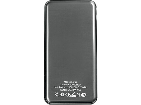 Внешний аккумулятор Forge v.2, металл, 10000mah, серый