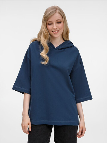 Футболка оверсайз унисекс с капюшоном Neofit, темно-синяя, XL/2XL