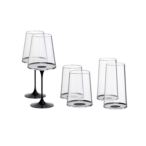 Хрустальный бокал для игристого вина на магните Trebonn SplitGlass, 2 шт, 320 мл, черный