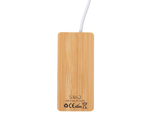 USB хаб с подсветкой лого Reedia S5, 3*USB, 1*Type C, бамбук, черный