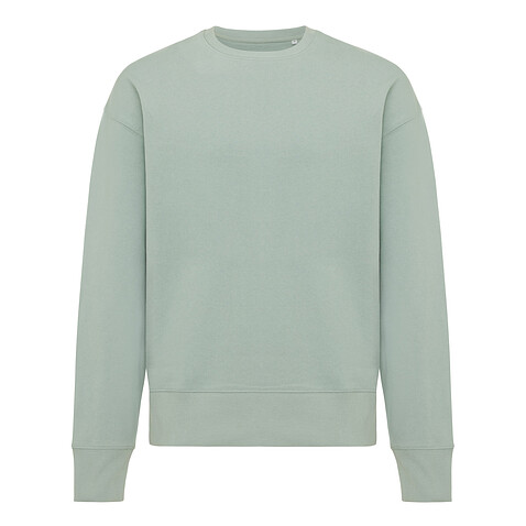 Свитшот Iqoniq Kruger из переработанного хлопка, свободный крой, унисекс, 340 г/м.кв., зеленый айсберг, XXS