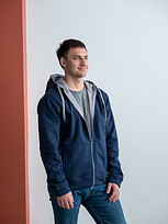 Толстовка мужская STAN с капюшоном на молнии сэндвич 320, 18, Тёмно-синий меланж,  (461)  (46/S)