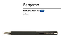 Ручка Bergamo шариковая автоматическая, черный металлический корпус, 0.7 мм, синяя