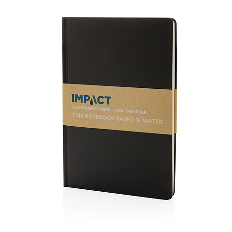 Блокнот Impact из каменной бумаги в твердом переплете, А5, черный