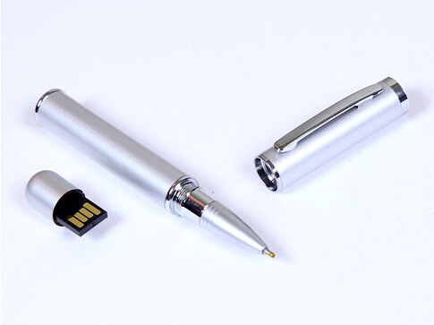 USB-флешка на 16 Гб в виде ручки с мини чипом, серебро