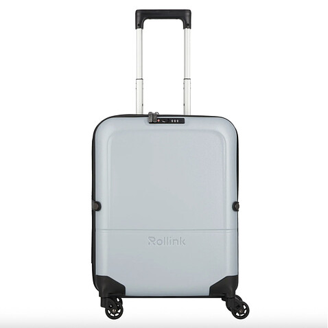 Чемодан складной Rollink FLEX LIGHT 55x40x20 см, 4 колеса, светло-серый, серебряный