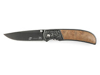 Нож складной Stinger, 71 мм, (чёрный), материал рукояти: сталь/дерево (коричневый)