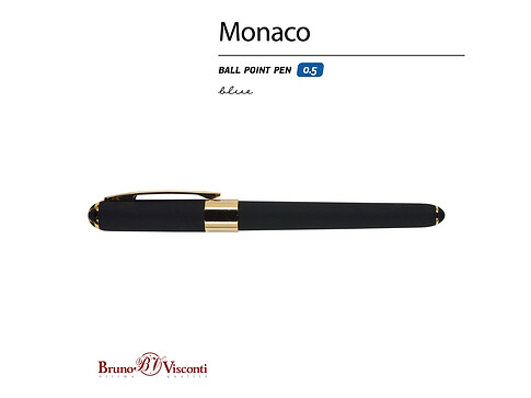 Ручка пластиковая шариковая Monaco, 0,5мм, синие чернила, черный