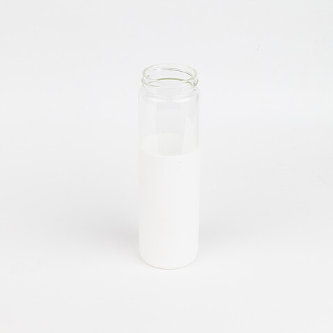 Бутылка стеклянная с силиконовой манжетой и бамбуковой крышкой  Glass, белая