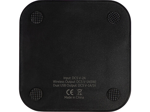 USB-хаб с беспроводной зарядкой Tile, черный