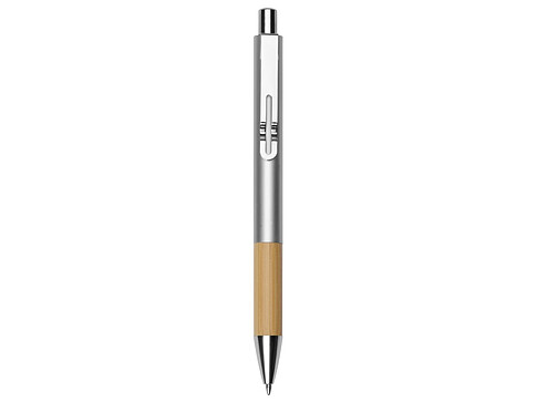 Ручка металлическая шариковая Sleek, серебристый/бамбук