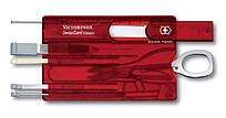 Швейцарская карточка VICTORINOX SwissCard Classic, 10 функций, полупрозрачная красная