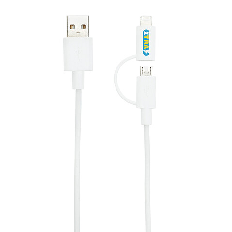 Кабель «2 в 1» с лицензированным MFi разъемом Apple Lightning, белый
