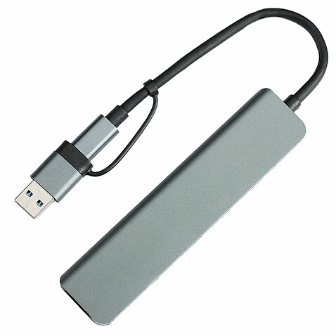 USB-хаб STEM 7 в 1, серый, алюминий