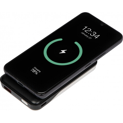 Внешний аккумулятор Ventura, 10000 mAh с беспроводной зарядкой, черный
