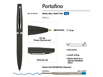 Ручка металлическая шариковая Portofino, софт-тач, 1.0 мм, черный