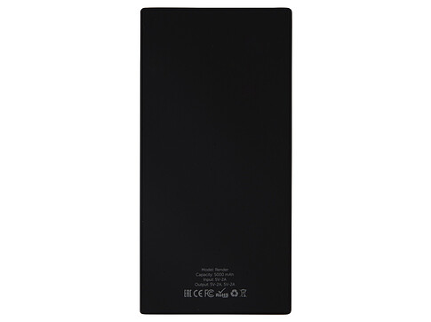 Портативное зарядное устройство Render с полноцветной, 5000 mAh, черный