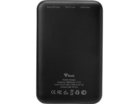 Внешний аккумулятор Evolt Mosaic, 5000 mAh, черный