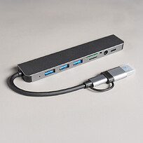USB-хаб ROOT 8 в 1, серый, алюминий