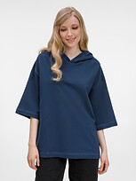 Футболка оверсайз унисекс с капюшоном Neofit, темно-синяя, XL/2XL