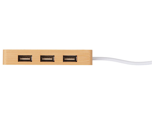 USB хаб с подсветкой лого Reedia S5, 3*USB, 1*Type C, бамбук, черный