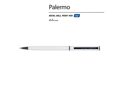 Ручка шариковая автоматическая BrunoVisconti® PALERMO цвет корпуса белый, soft-touch, 0.7 мм