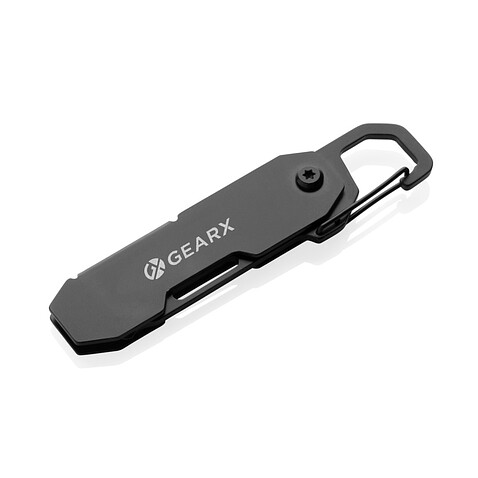 Мультитул GearX с карабином и открывалкой для посылок, черный