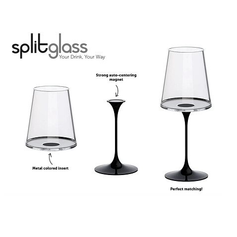 Ножка для бокала на магните Trebonn SplitGlass, черный