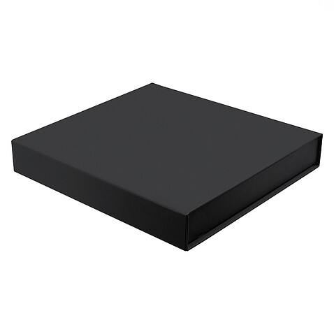 Подарочная коробка, размер 29,7*28,0*4,5 см, Solution Prestige Magnum Soft Touch с магнитным клапаном под индивидуальную вырубку, черная, с черным ложементом