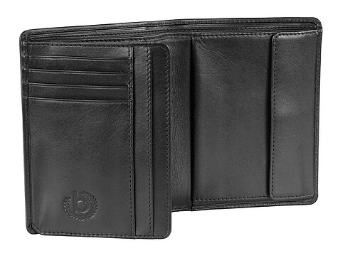 Портмоне BUGATTI Primo, чёрное, натуральная воловья кожа, 10х1,5х12,5 см