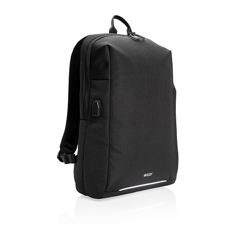 Рюкзак Swiss Peak с RFID-защитой и USB-A из rPET AWARE™, 15,6’’, черный