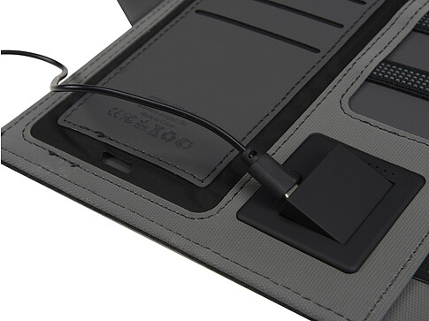 Органайзер с беспроводной зарядкой 5000 mAh Powernote, темно-серый