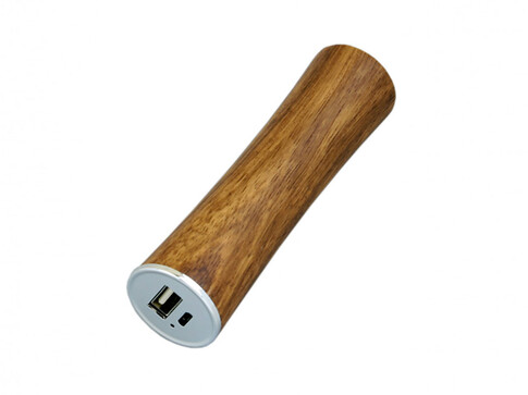 PB_wood2 Универсальное зарядное устройство power bank круглой формы. 2200MAH. Красный