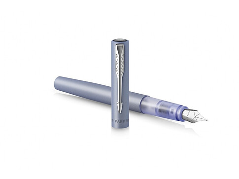 Перьевая ручка Parker Vector XL Silver Blue CT, цвет чернил blue, перо: F/M, в подарочной упаковке.